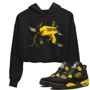 Air Jordan 4 Thunder Sneaker Match Tees Cash Flow Sneaker Tees AJ4 Thunder Sneaker Release Tees Women's Shirts Black 1
