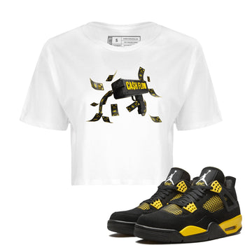 Air Jordan 4 Thunder Sneaker Match Tees Cash Flow Sneaker Tees AJ4 Thunder Sneaker Release Tees Women's Shirts White 1
