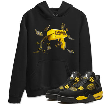Air Jordan 4 Thunder Sneaker Match Tees Cash Flow Sneaker Tees AJ4 Thunder Sneaker Release Tees Unisex Shirts Black 1