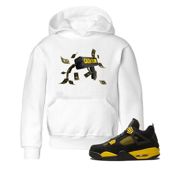 Air Jordan 4 Thunder Sneaker Match Tees Cash Flow Sneaker Tees AJ4 Thunder Sneaker Release Tees Kids Shirts White 1