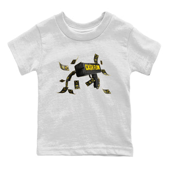 Air Jordan 4 Thunder Sneaker Match Tees Cash Flow Sneaker Tees AJ4 Thunder Sneaker Release Tees Kids Shirts White 2