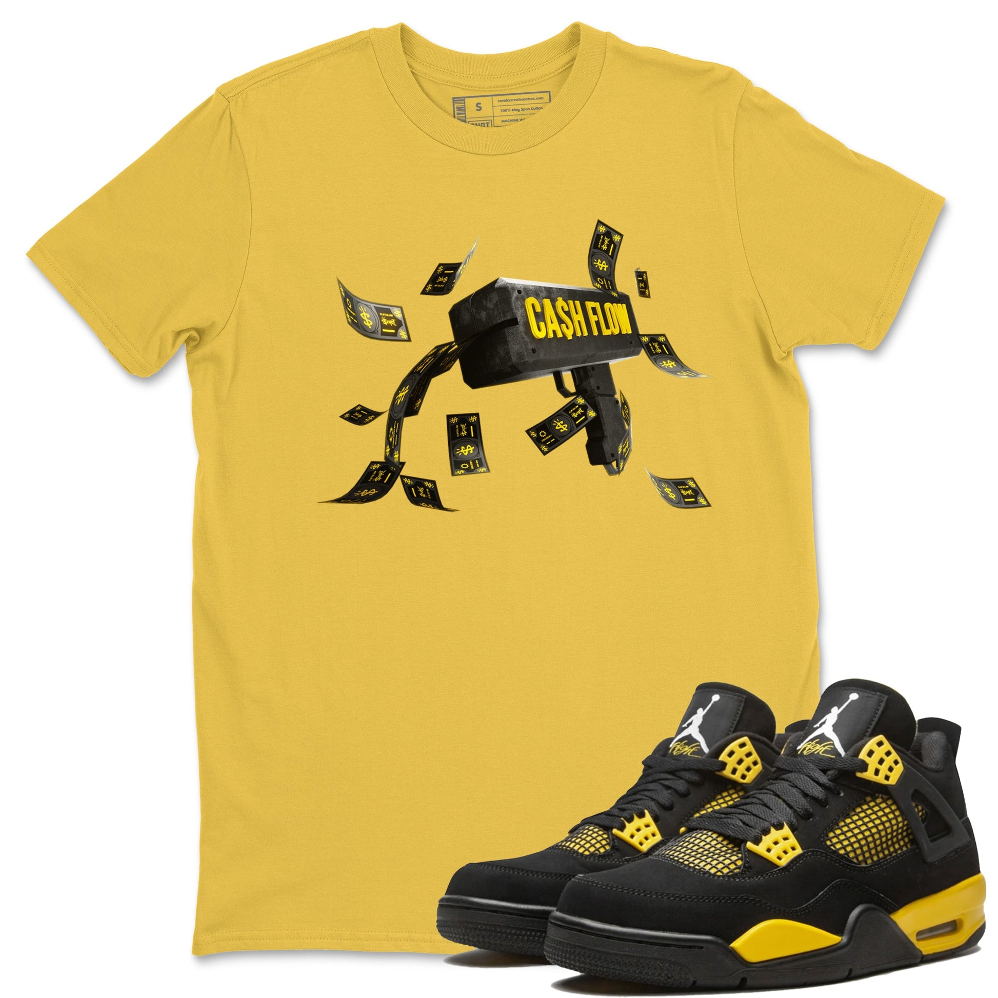 Air Jordan 4 Thunder Sneaker Match Tees Cash Flow Sneaker Tees AJ4 Thunder Sneaker Release Tees Unisex Shirts Daisy 1