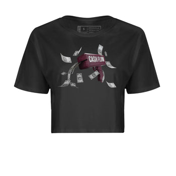 Air Jordan 5 Burgundy Sneaker Match Tees Cash Flow Sneaker Tees AJ5 Burgundy Sneaker Release Tees Women's Shirts Black 2