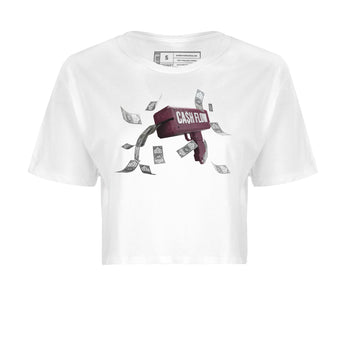 Air Jordan 5 Burgundy Sneaker Match Tees Cash Flow Sneaker Tees AJ5 Burgundy Sneaker Release Tees Women's Shirts White 2