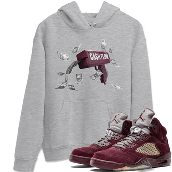 Air Jordan 5 Burgundy Sneaker Match Tees Cash Flow Sneaker Tees AJ5 Burgundy Sneaker Release Tees Unisex Shirts Heather Grey 1