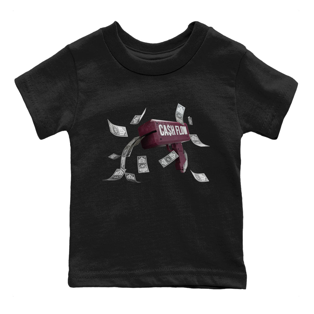 Air Jordan 5 Burgundy Sneaker Match Tees Cash Flow Sneaker Tees AJ5 Burgundy Sneaker Release Tees Kids Shirts Black 2