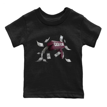 Air Jordan 5 Burgundy Sneaker Match Tees Cash Flow Sneaker Tees AJ5 Burgundy Sneaker Release Tees Kids Shirts Black 2