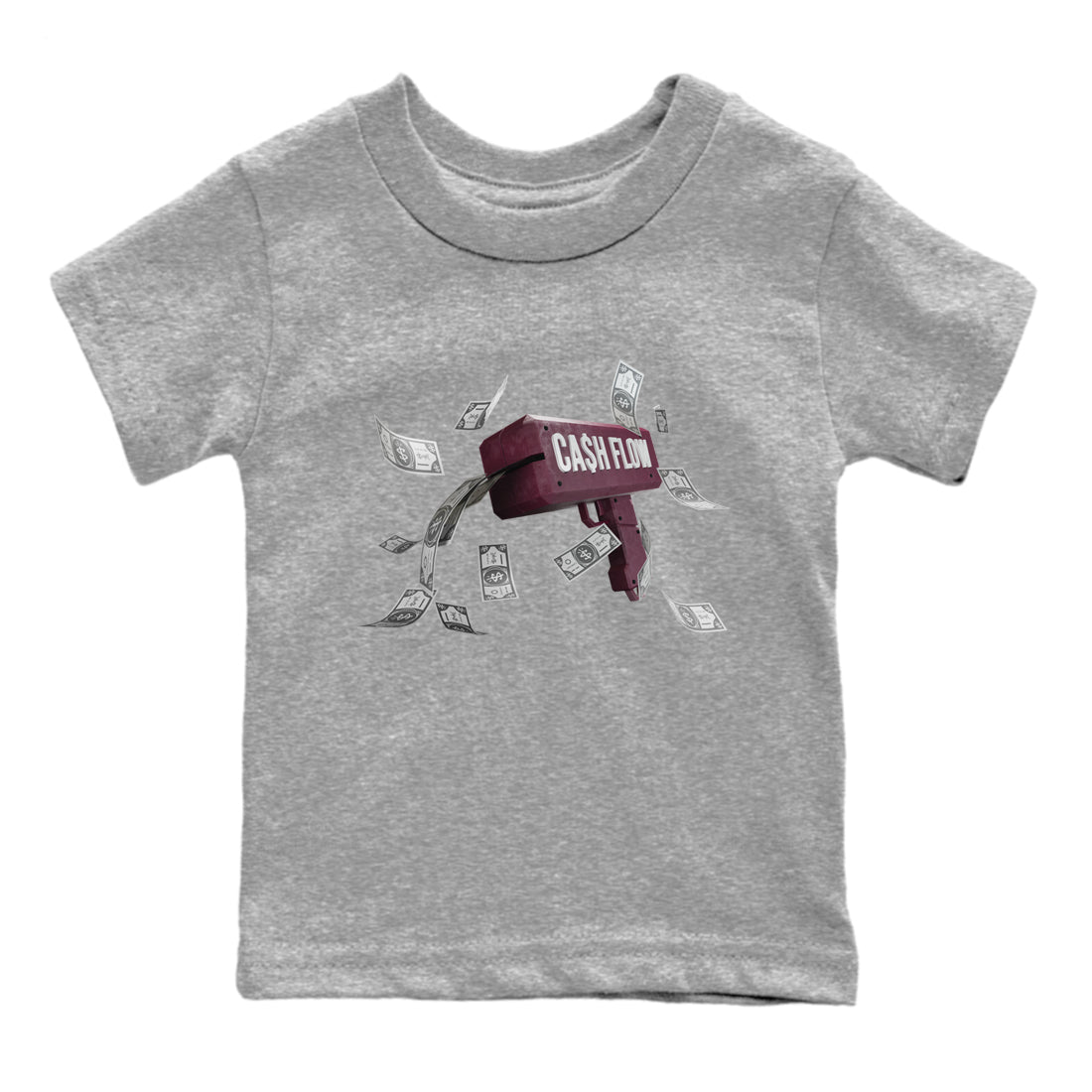 Air Jordan 5 Burgundy Sneaker Match Tees Cash Flow Sneaker Tees AJ5 Burgundy Sneaker Release Tees Kids Shirts Heather Grey 2