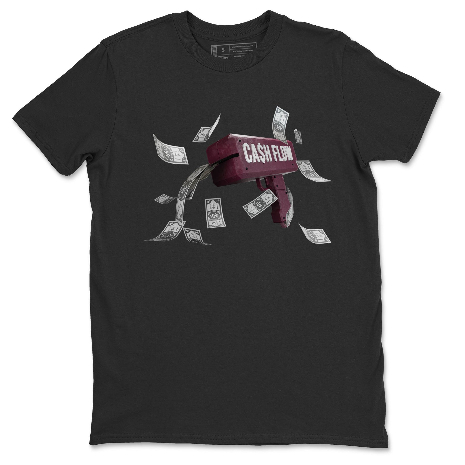 Air Jordan 5 Burgundy Sneaker Match Tees Cash Flow Sneaker Tees AJ5 Burgundy Sneaker Release Tees Unisex Shirts Black 2
