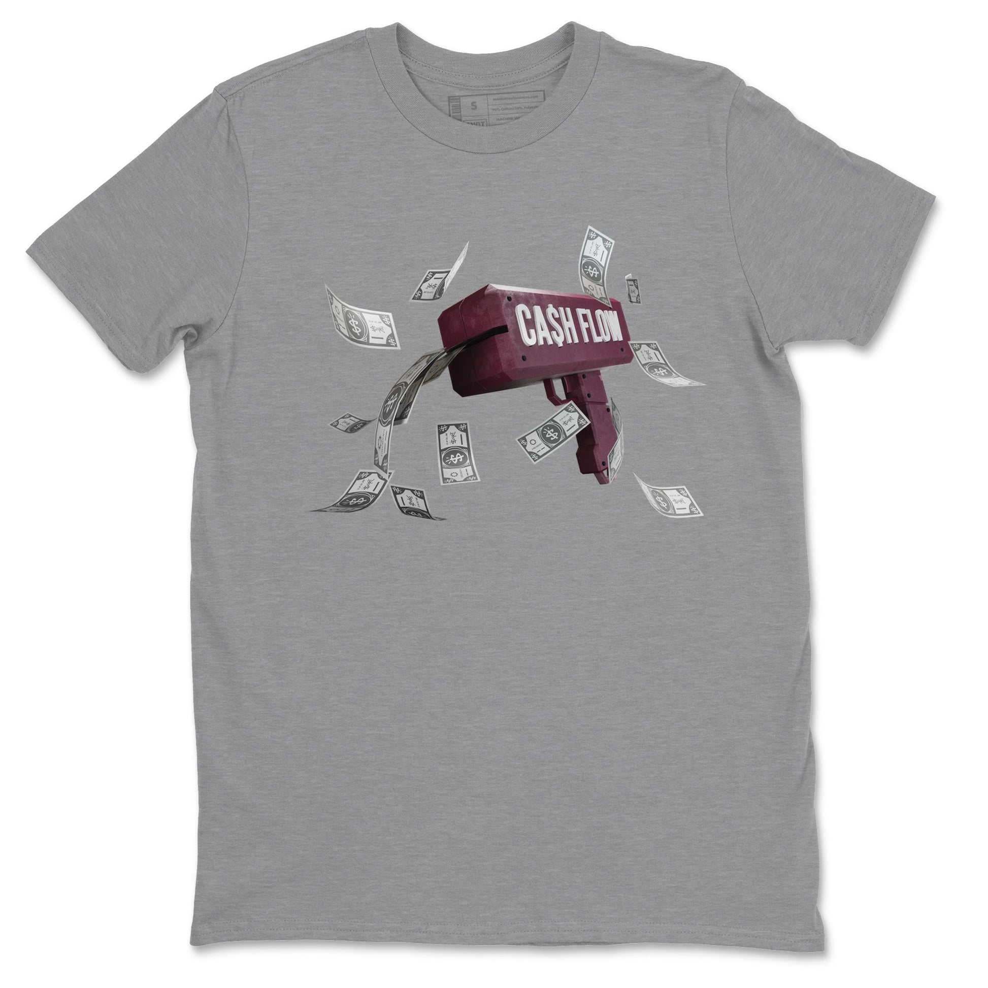 Air Jordan 5 Burgundy Sneaker Match Tees Cash Flow Sneaker Tees AJ5 Burgundy Sneaker Release Tees Unisex Shirts Heather Grey 2