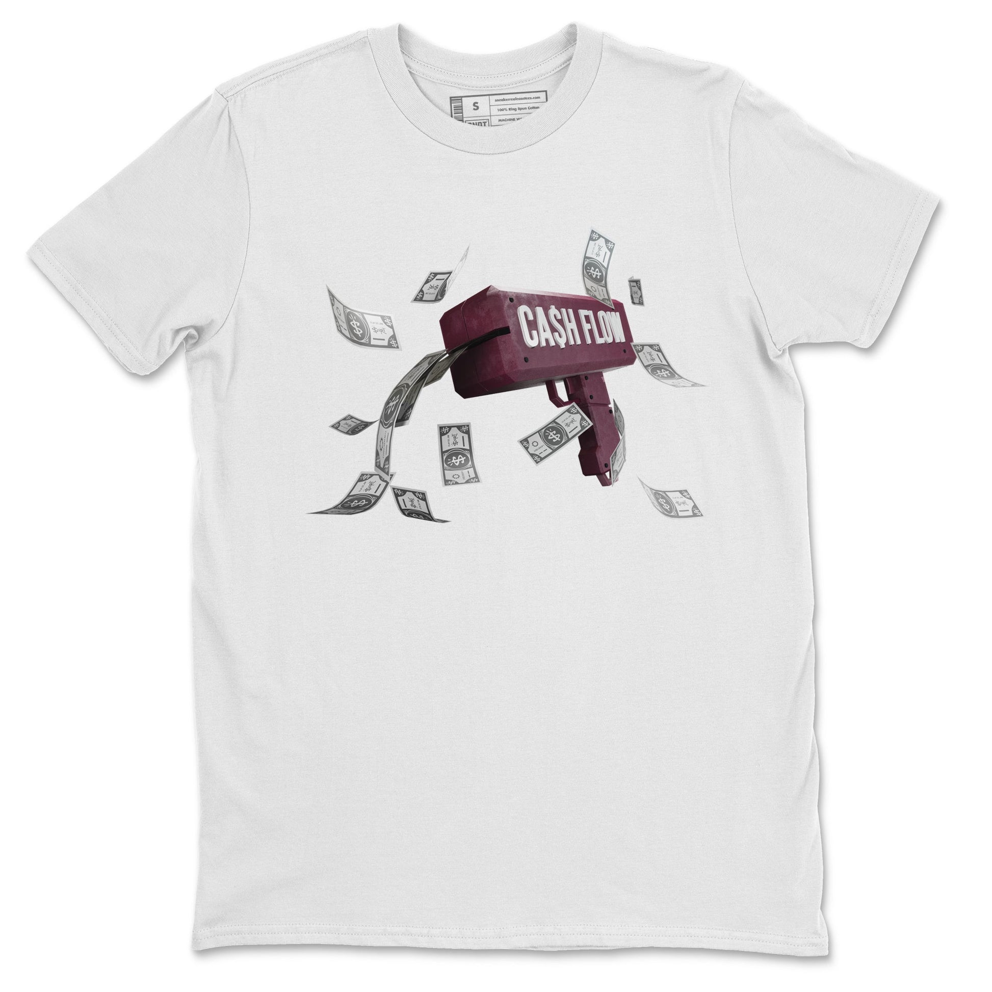 Air Jordan 5 Burgundy Sneaker Match Tees Cash Flow Sneaker Tees AJ5 Burgundy Sneaker Release Tees Unisex Shirts White 2