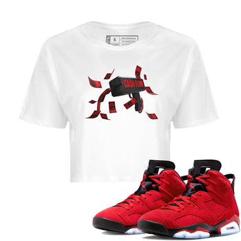 Air Jordan 6 Toro Bravo Sneaker Match Tees Cash Flow Sneaker Tees AJ6 Toro Bravo Sneaker Release Tees Women's Shirts White 1