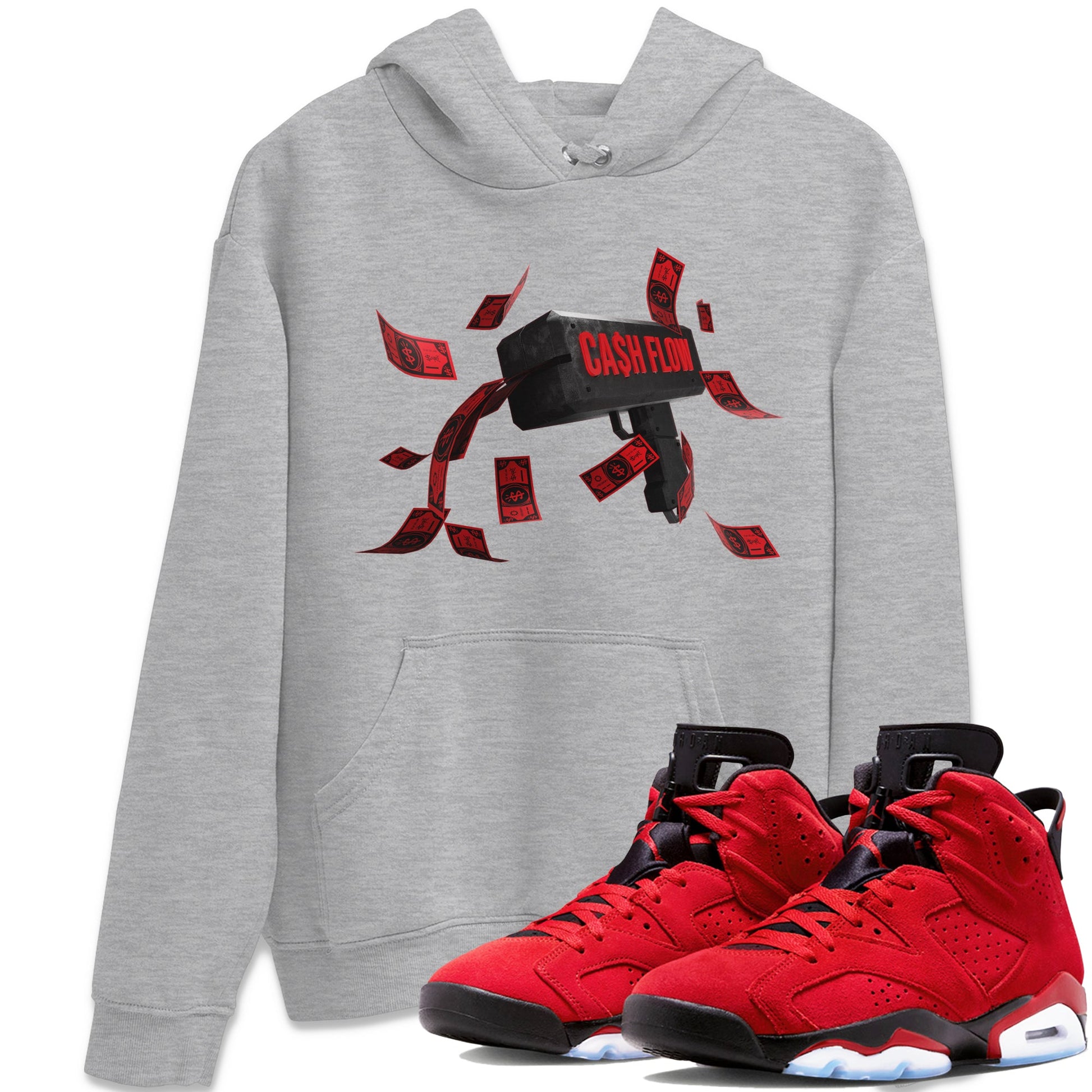 Air Jordan 6 Toro Bravo Sneaker Match Tees Cash Flow Sneaker Tees AJ6 Toro Bravo Sneaker Release Tees Unisex Shirts Heather Grey 1