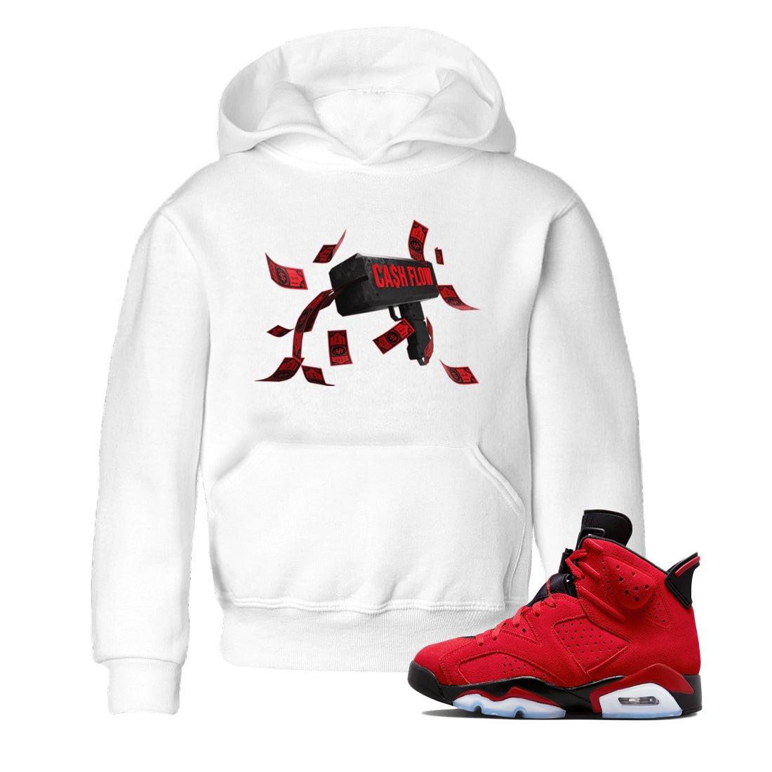 Air Jordan 6 Toro Bravo Sneaker Match Tees Cash Flow Sneaker Tees AJ6 Toro Bravo Sneaker Release Tees Kids Shirts White 1