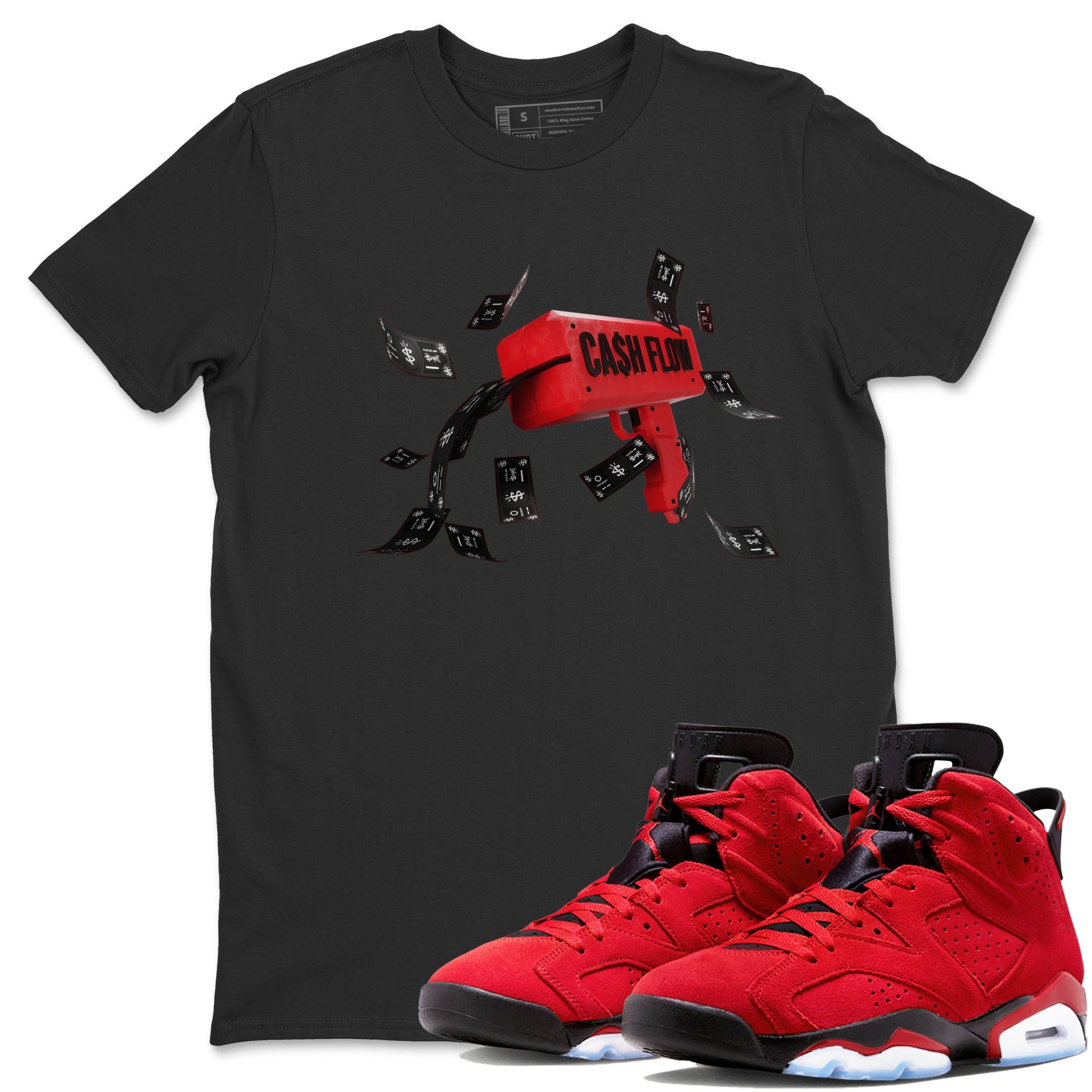 Air Jordan 6 Toro Bravo Sneaker Match Tees Cash Flow Sneaker Tees AJ6 Toro Bravo Sneaker Release Tees Unisex Shirts Black 1