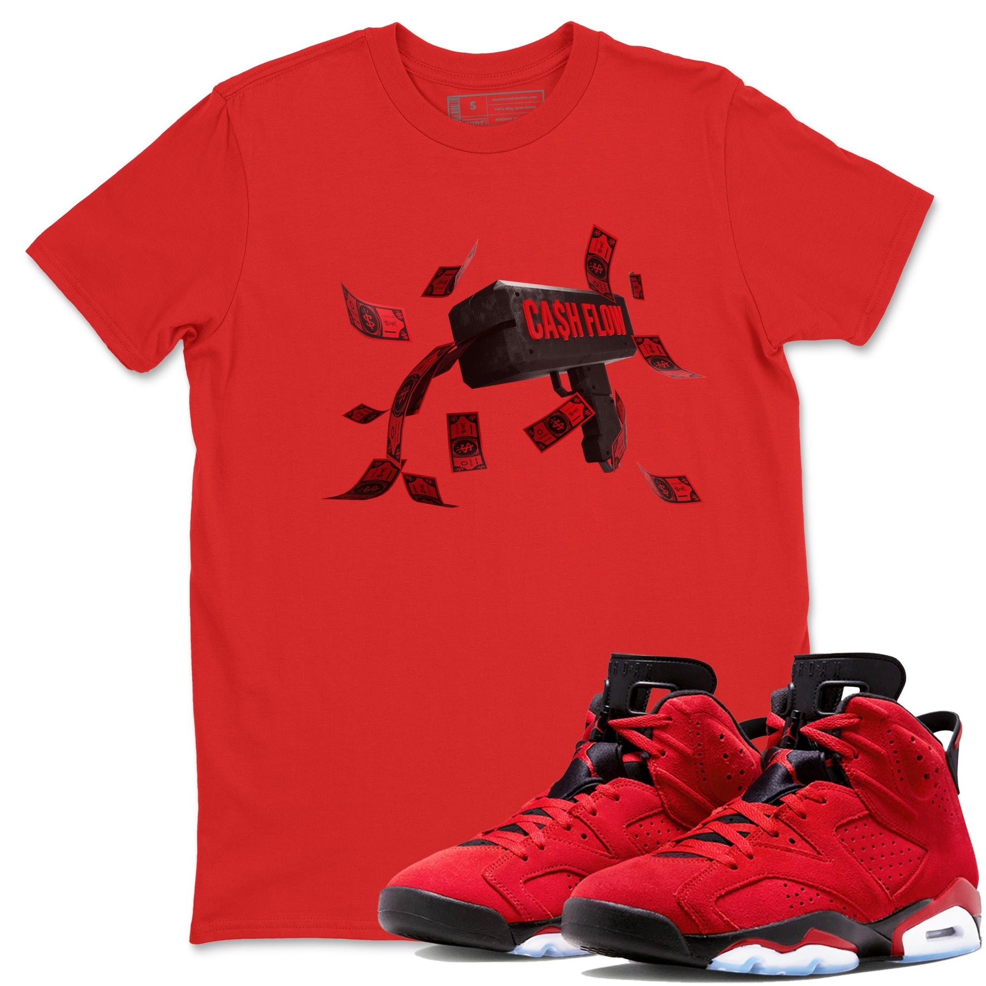 Air Jordan 6 Toro Bravo Sneaker Match Tees Cash Flow Sneaker Tees AJ6 Toro Bravo Sneaker Release Tees Unisex Shirts Red 1