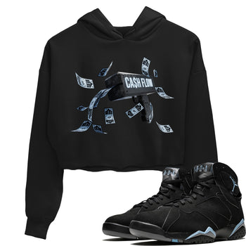 Air Jordan 7 Chambray Sneaker Match Tees Cash Flow Sneaker Tees AJ7 Chambray Sneaker Release Tees Women's Shirts Black 1