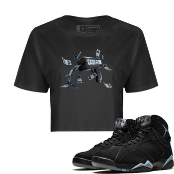 Air Jordan 7 Chambray Sneaker Match Tees Cash Flow Sneaker Tees AJ7 Chambray Sneaker Release Tees Women's Shirts Black 1