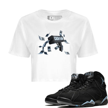 Air Jordan 7 Chambray Sneaker Match Tees Cash Flow Sneaker Tees AJ7 Chambray Sneaker Release Tees Women's Shirts White 1