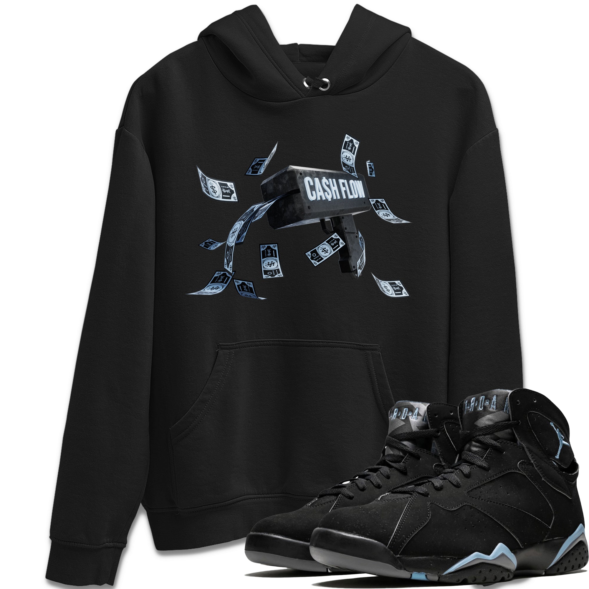 Air Jordan 7 Chambray Sneaker Match Tees Cash Flow Sneaker Tees AJ7 Chambray Sneaker Release Tees Unisex Shirts Black 1