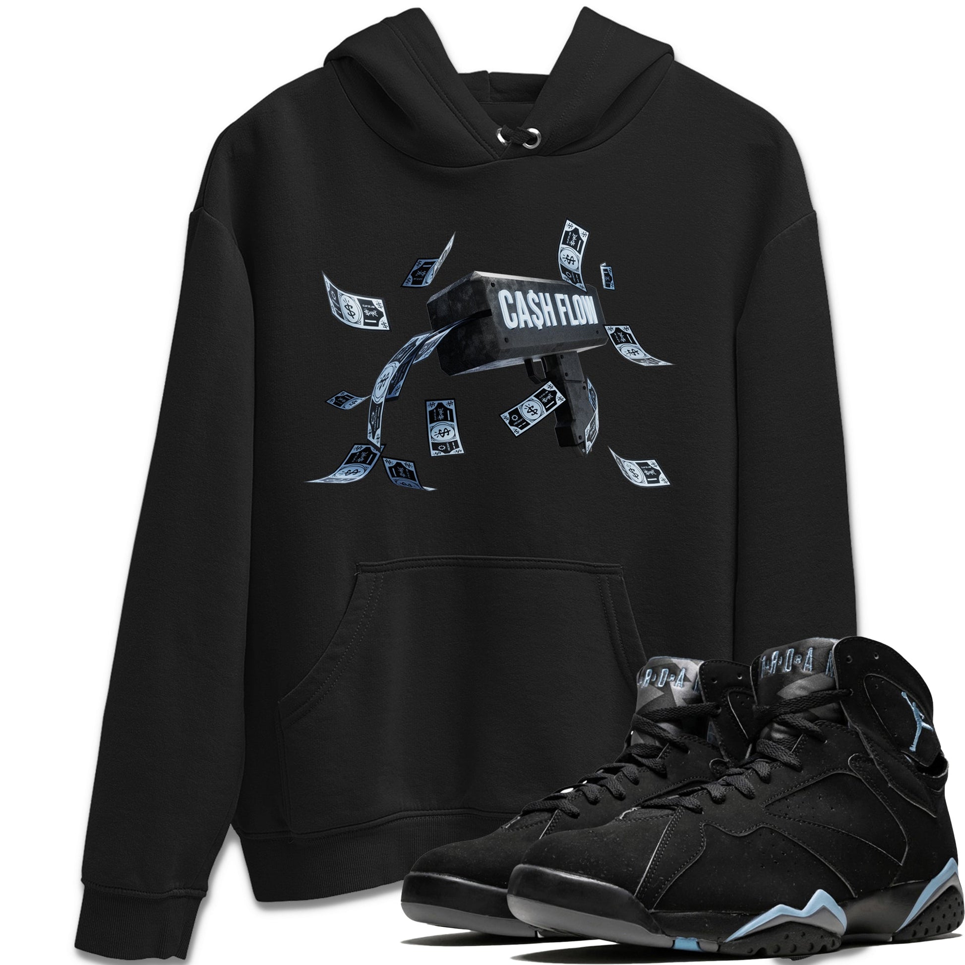 Air Jordan 7 Chambray Sneaker Match Tees Cash Flow Sneaker Tees AJ7 Chambray Sneaker Release Tees Unisex Shirts Black 1