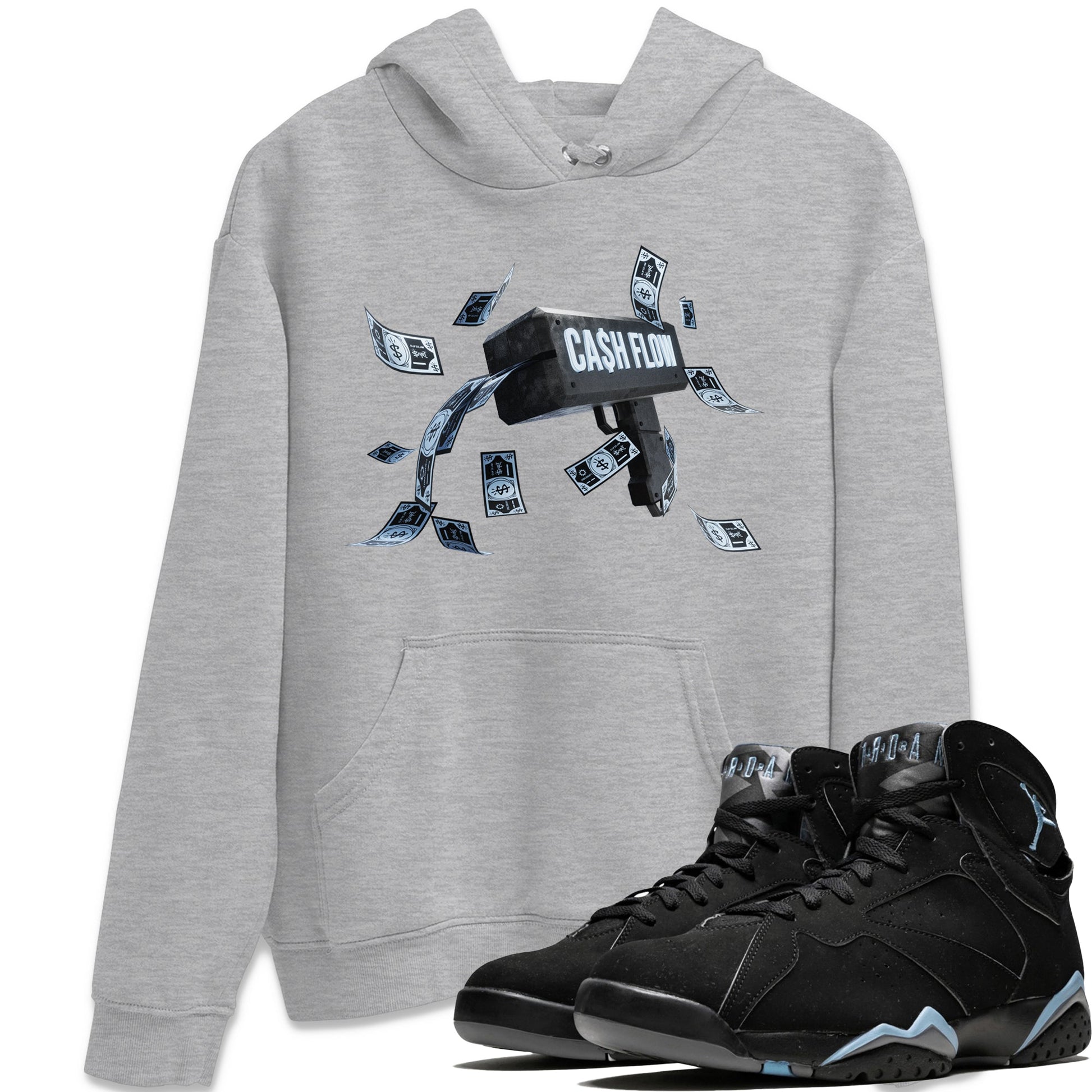 Air Jordan 7 Chambray Sneaker Match Tees Cash Flow Sneaker Tees AJ7 Chambray Sneaker Release Tees Unisex Shirts Heather Grey 1