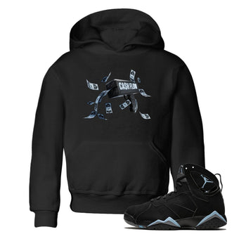 Air Jordan 7 Chambray Sneaker Match Tees Cash Flow Sneaker Tees AJ7 Chambray Sneaker Release Tees Kids Shirts Black 1
