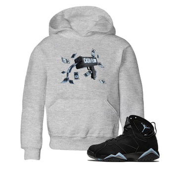 Air Jordan 7 Chambray Sneaker Match Tees Cash Flow Sneaker Tees AJ7 Chambray Sneaker Release Tees Kids Shirts Heather Grey 1