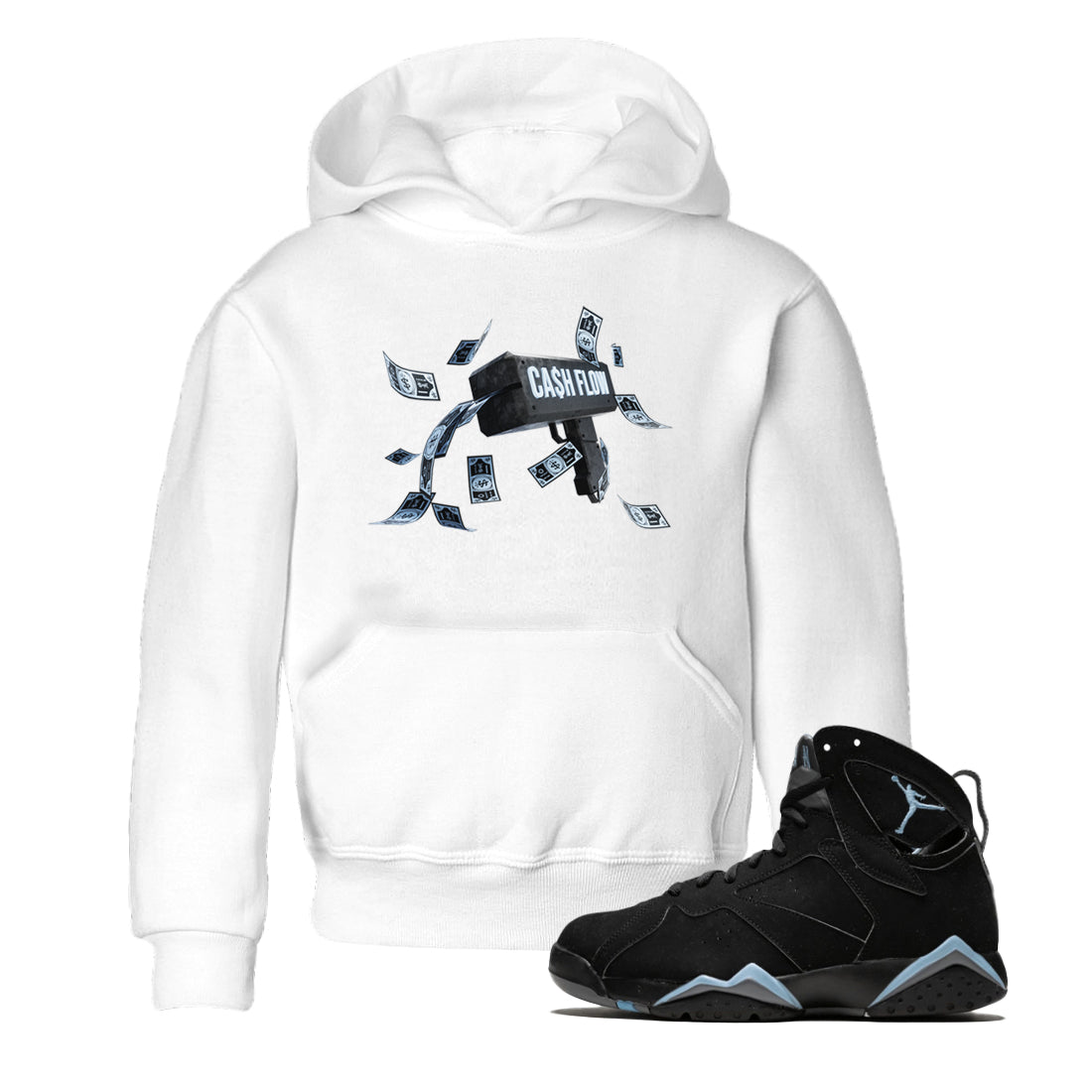 Air Jordan 7 Chambray Sneaker Match Tees Cash Flow Sneaker Tees AJ7 Chambray Sneaker Release Tees Kids Shirts White 1