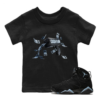 Air Jordan 7 Chambray Sneaker Match Tees Cash Flow Sneaker Tees AJ7 Chambray Sneaker Release Tees Kids Shirts Black 1