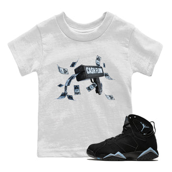 Air Jordan 7 Chambray Sneaker Match Tees Cash Flow Sneaker Tees AJ7 Chambray Sneaker Release Tees Kids Shirts White 1
