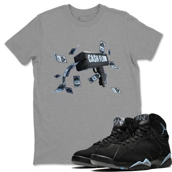 Air Jordan 7 Chambray Sneaker Match Tees Cash Flow Sneaker Tees AJ7 Chambray Sneaker Release Tees Unisex Shirts Heather Grey 1