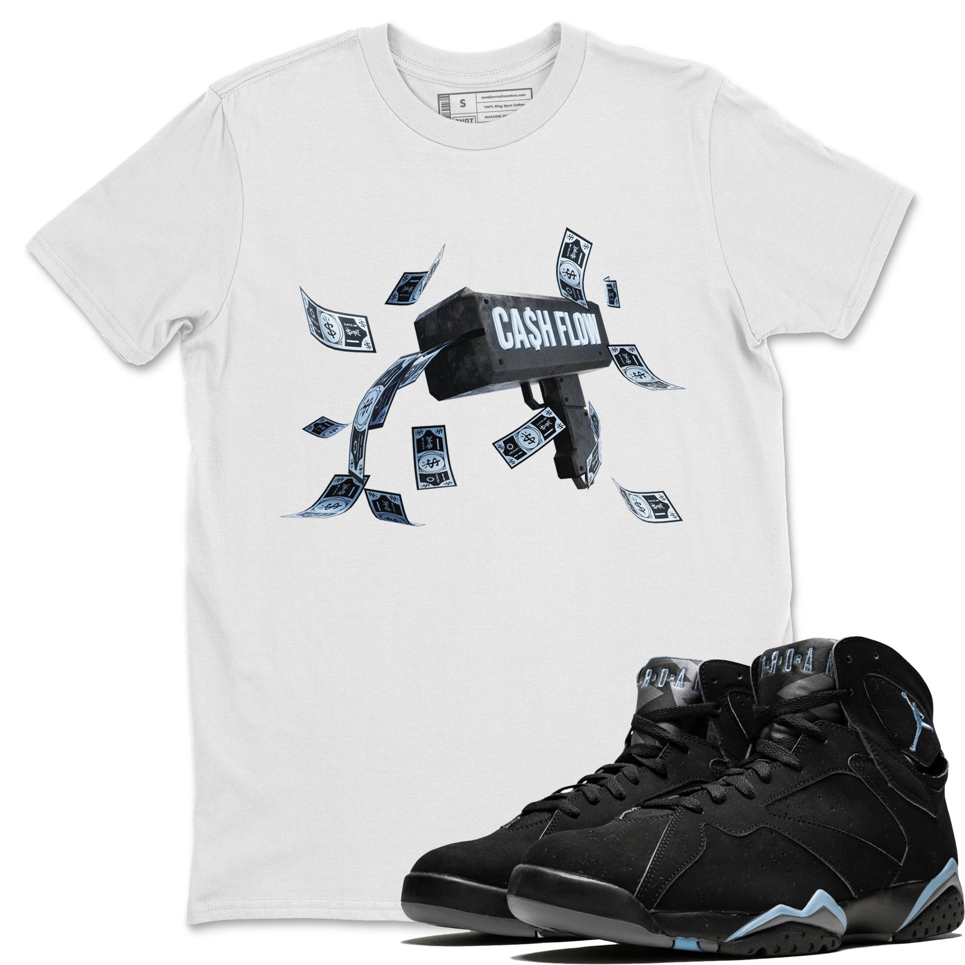 Air Jordan 7 Chambray Sneaker Match Tees Cash Flow Sneaker Tees AJ7 Chambray Sneaker Release Tees Unisex Shirts White 1
