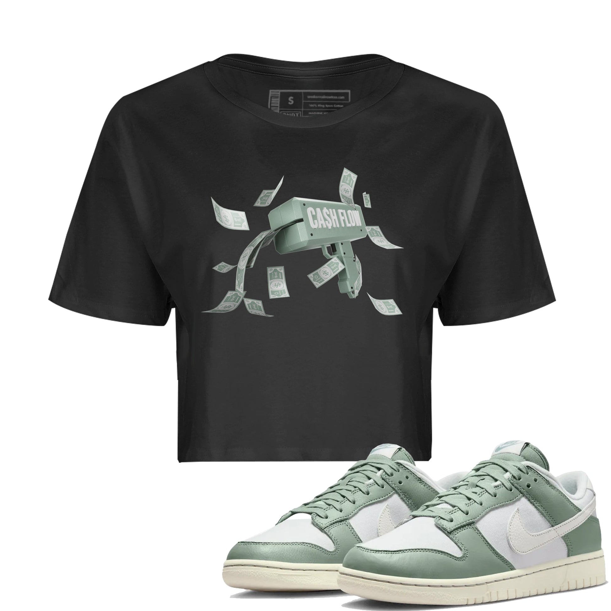 Dunk Mica Green Sneaker Match Tees Cash Flow Sneaker Tees Dunk Low Mica Green Sneaker Release Tees Women's Shirts Black 1