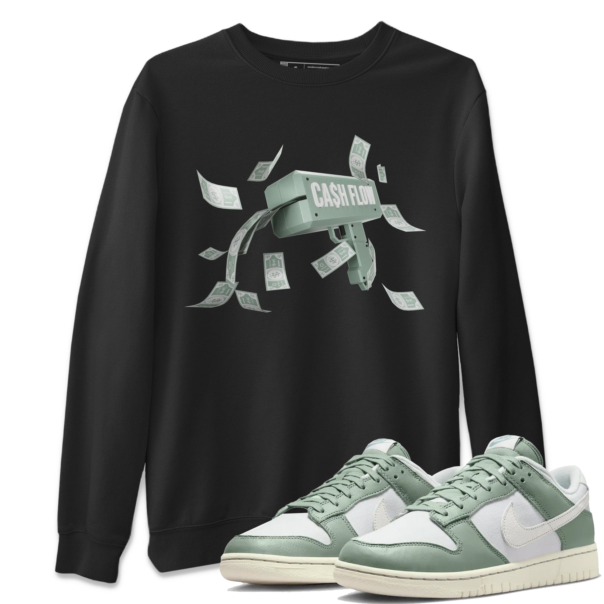 Dunk Mica Green Sneaker Match Tees Cash Flow Sneaker Tees Dunk Low Mica Green Sneaker Release Tees Unisex Shirts Black 1