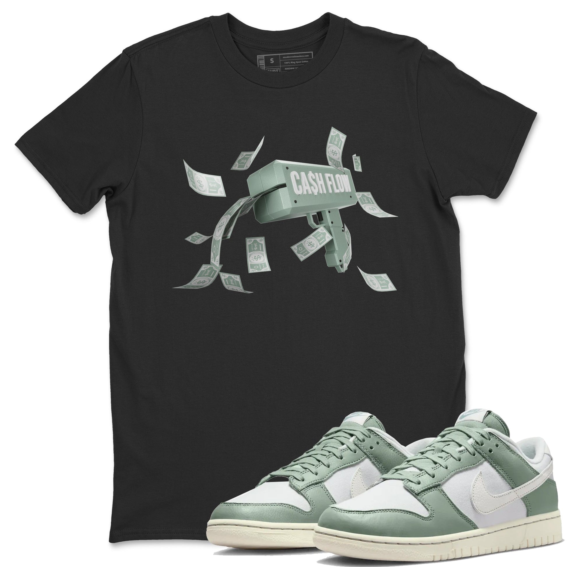 Dunk Mica Green Sneaker Match Tees Cash Flow Sneaker Tees Dunk Low Mica Green Sneaker Release Tees Unisex Shirts Black 1