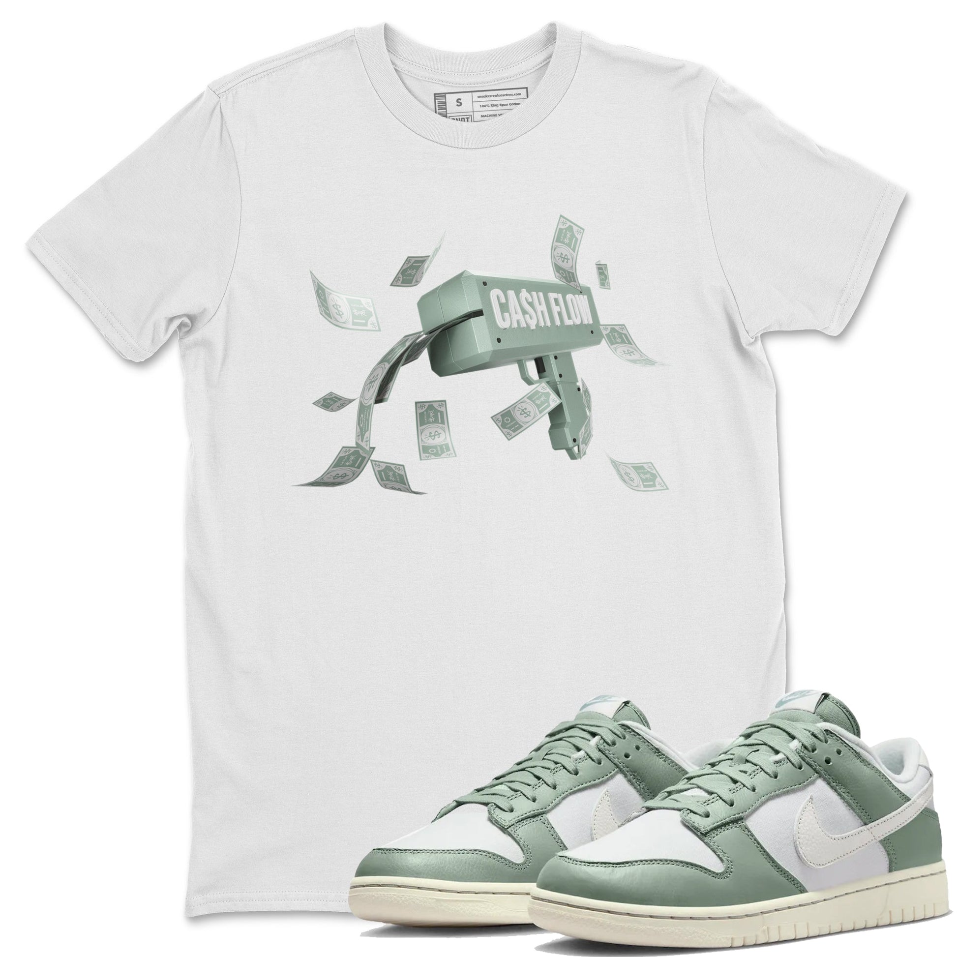 Dunk Mica Green Sneaker Match Tees Cash Flow Sneaker Tees Dunk Low Mica Green Sneaker Release Tees Unisex Shirts White 1