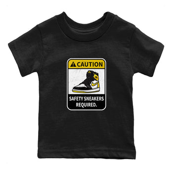 1s Yellow Ochre shirt to match jordans Caution sneaker tees Air Jordan 1 High OG Yellow Ochre SNRT sneaker release tees baby toddler Black 2 cotton Shirt