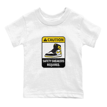 1s Yellow Ochre shirt to match jordans Caution sneaker tees Air Jordan 1 High OG Yellow Ochre SNRT sneaker release tees baby toddler White 2 cotton Shirt