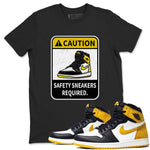 1s Yellow Ochre shirt to match jordans Caution sneaker tees Air Jordan 1 High OG Yellow Ochre SNRT Sneaker Release Tees unisex cotton Black 1 crew neck shirt