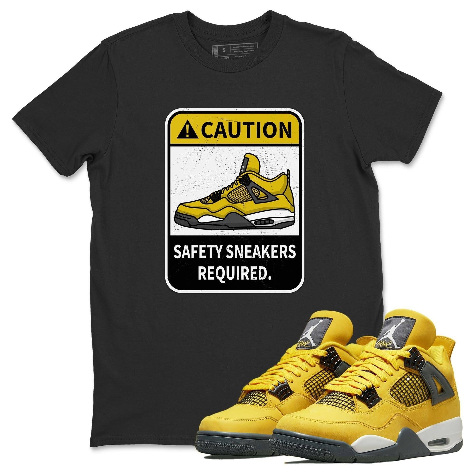Jordan 4 Lightning Sneaker Match Tees Caution Sneaker Tees Jordan 4 Lightning Sneaker Release Tees Unisex Shirts