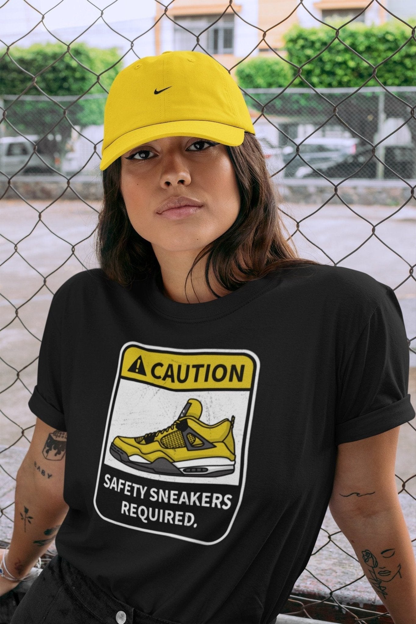 Jordan 4 Lightning Sneaker Match Tees Caution Sneaker Tees Jordan 4 Lightning Sneaker Release Tees Unisex Shirts