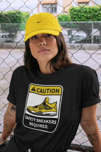 Jordan 4 Lightning Sneaker Match Tees Caution Sneaker Tees Jordan 4 Lightning Sneaker Release Tees Unisex Shirts
