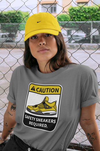 Jordan 4 Lightning Sneaker Match Tees Caution Sneaker Tees Jordan 4 Lightning Sneaker Release Tees Unisex Shirts