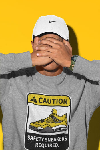 Jordan 4 Lightning Sneaker Match Tees Caution Sneaker Tees Jordan 4 Lightning Sneaker Release Tees Unisex Shirts