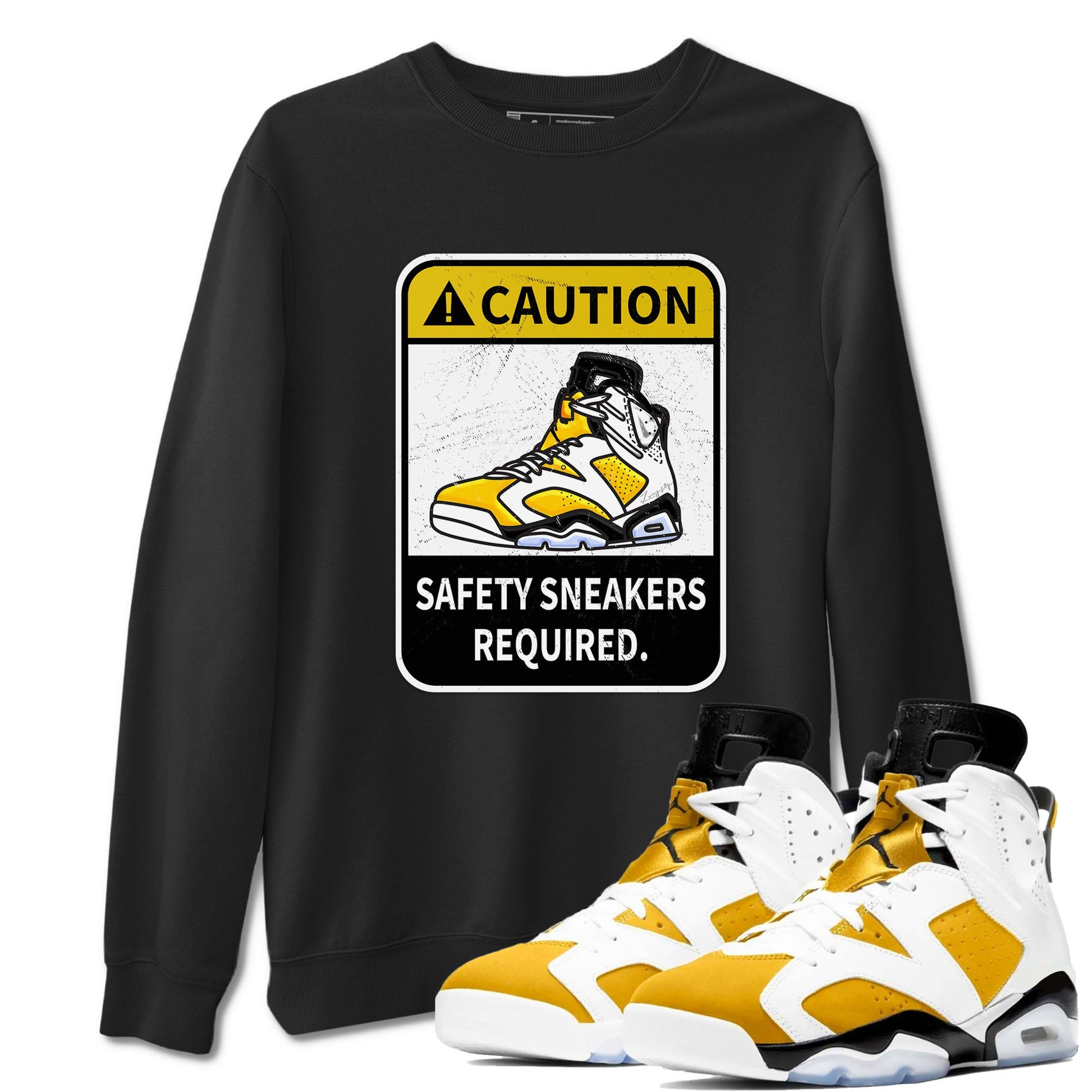 Caution sneaker match tees to Yellow Ochre 6s street fashion brand for shirts to match Jordans SNRT Sneaker Tees Air Jordan 6 Yellow Ochre unisex t-shirt Black 1 unisex shirt