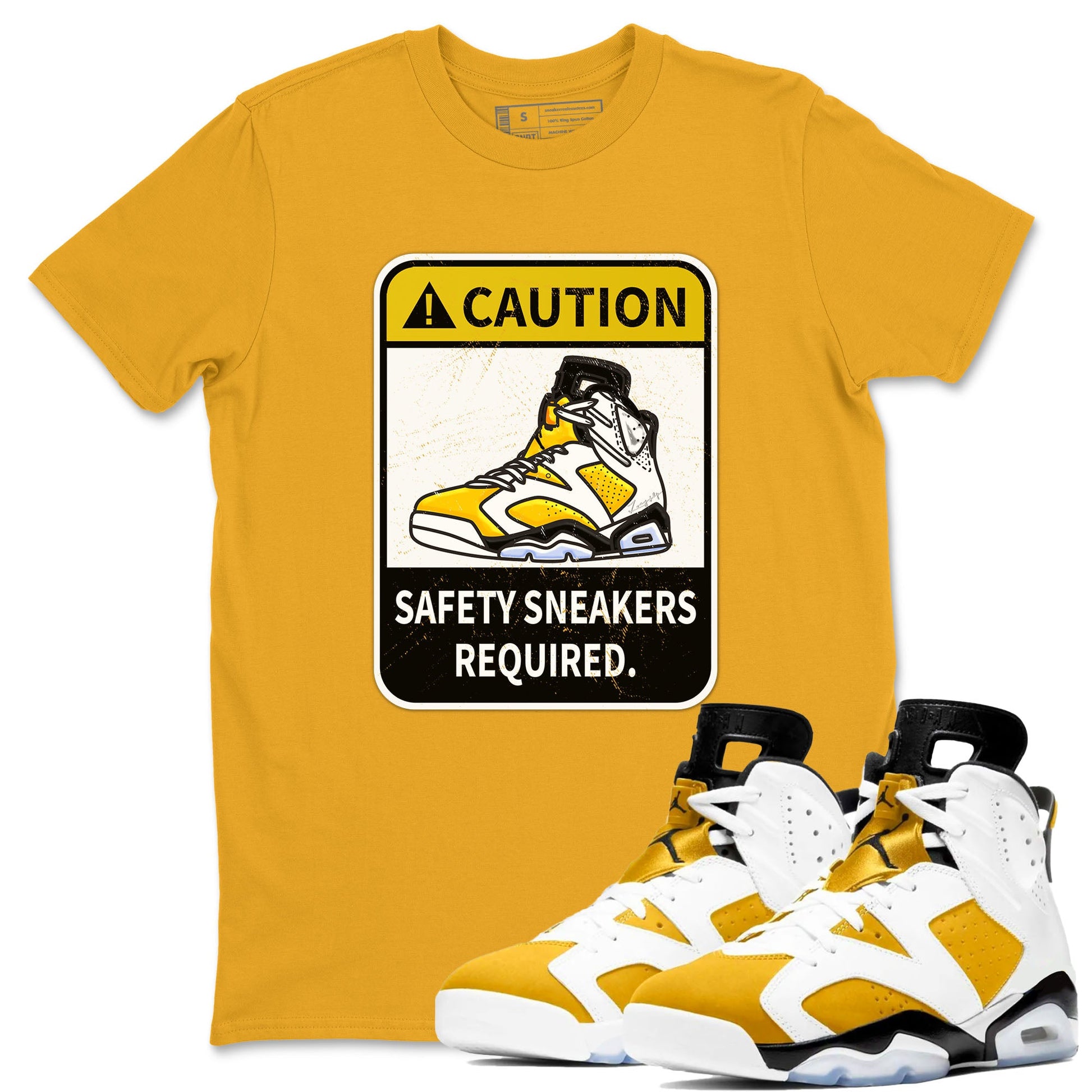 Caution sneaker match tees to Yellow Ochre 6s street fashion brand for shirts to match Jordans SNRT Sneaker Tees Air Jordan 6 Yellow Ochre unisex t-shirt Gold 1 unisex shirt