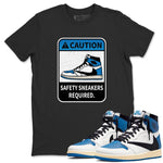 Jordan 1 Travis Scott Fragment Sneaker Match Tees Caution Sneaker Tees Jordan 1 Travis Scott Fragment Sneaker Release Tees Unisex Shirts