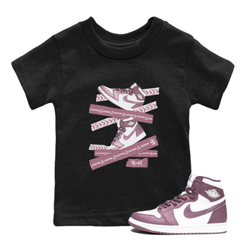 Air Jordan 1 Mauve shirt to match jordans Caution Tape sneaker matching t-shirt Jordan 1 High OG Mauve SNRT Sneaker Release Tees Baby Toddler Black 1 T-Shirt