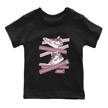 Air Jordan 1 Mauve shirt to match jordans Caution Tape sneaker matching t-shirt Jordan 1 High OG Mauve SNRT Sneaker Release Tees Baby Toddler Black 2 T-Shirt